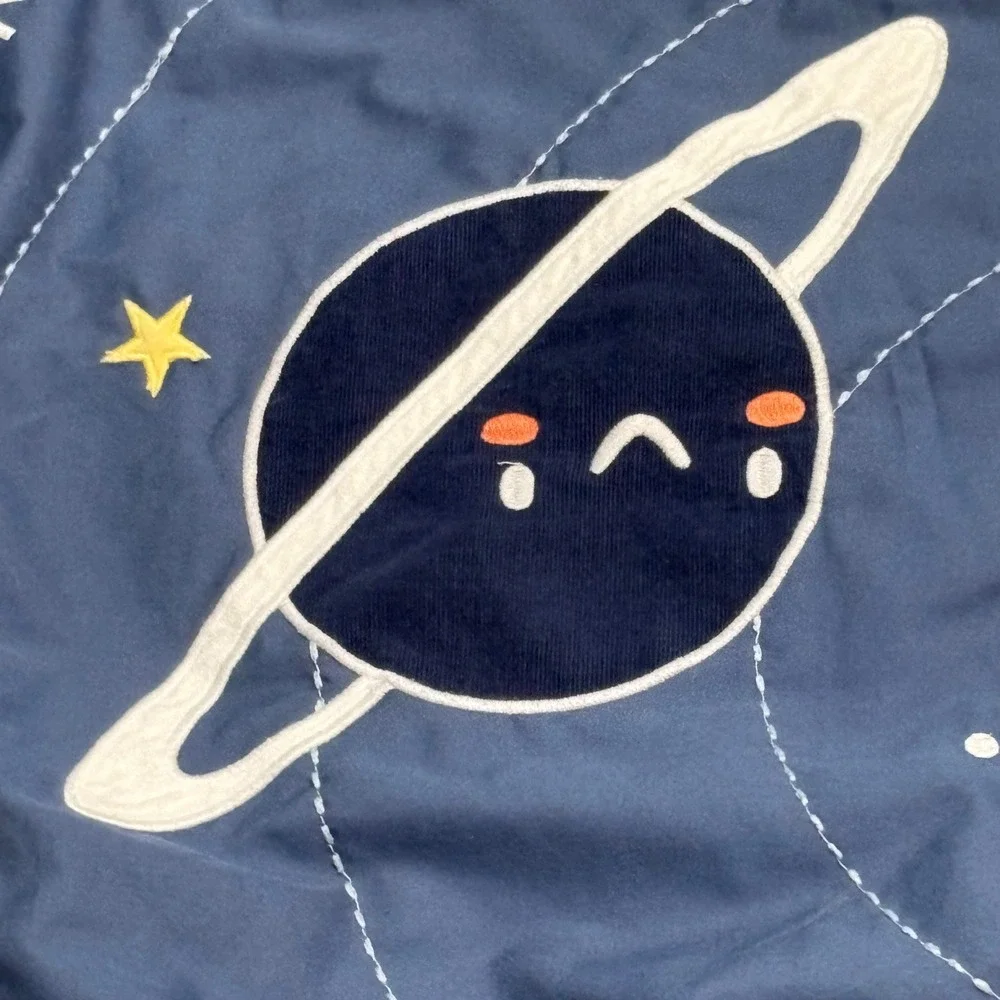 Lambs & Ivy Baby Blanket Milky Way Unisex OS Blue Galaxy Space Rocket Quilt